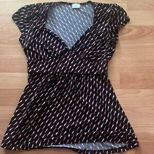 🖤 Grunge Emo Goth Suzy Shier Rope Pattern V-Neck Top – Size S 🖤